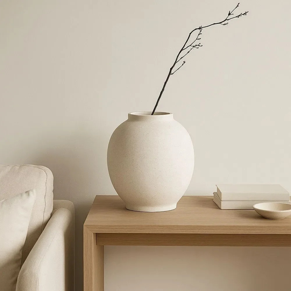 LE TAUCI GARDEN 10.8” Sandstone Ceramic Vase | Minimalist Modern Pottery NEW